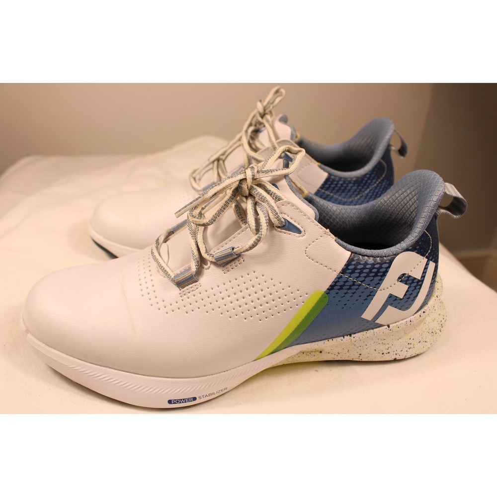 FootJoy Fuel Mens Golf Shoes Size 8 M White Blue Spikeless Athletic Sneakers